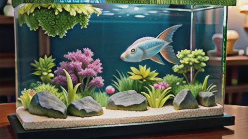 水草水槽で鮮やかな赤が際立つ