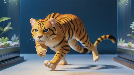 水槽を泳ぎ回るビッグキャット