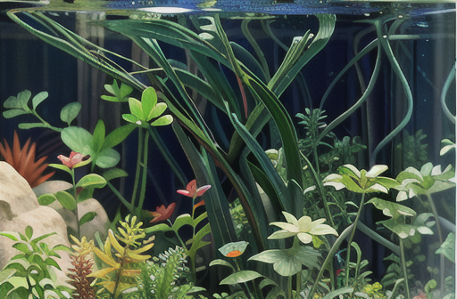 美しい細葉が織りなす水中の流れ