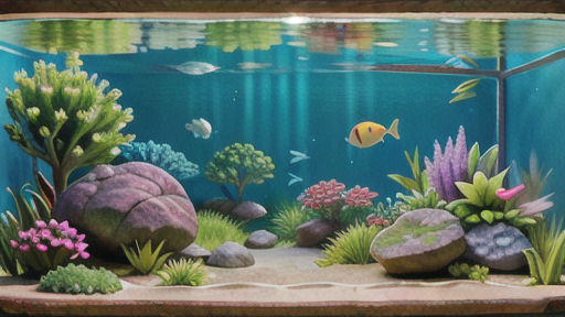 大型水槽で輝く緑のカーテン