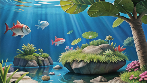 水中から葉柄を伸ばす水草